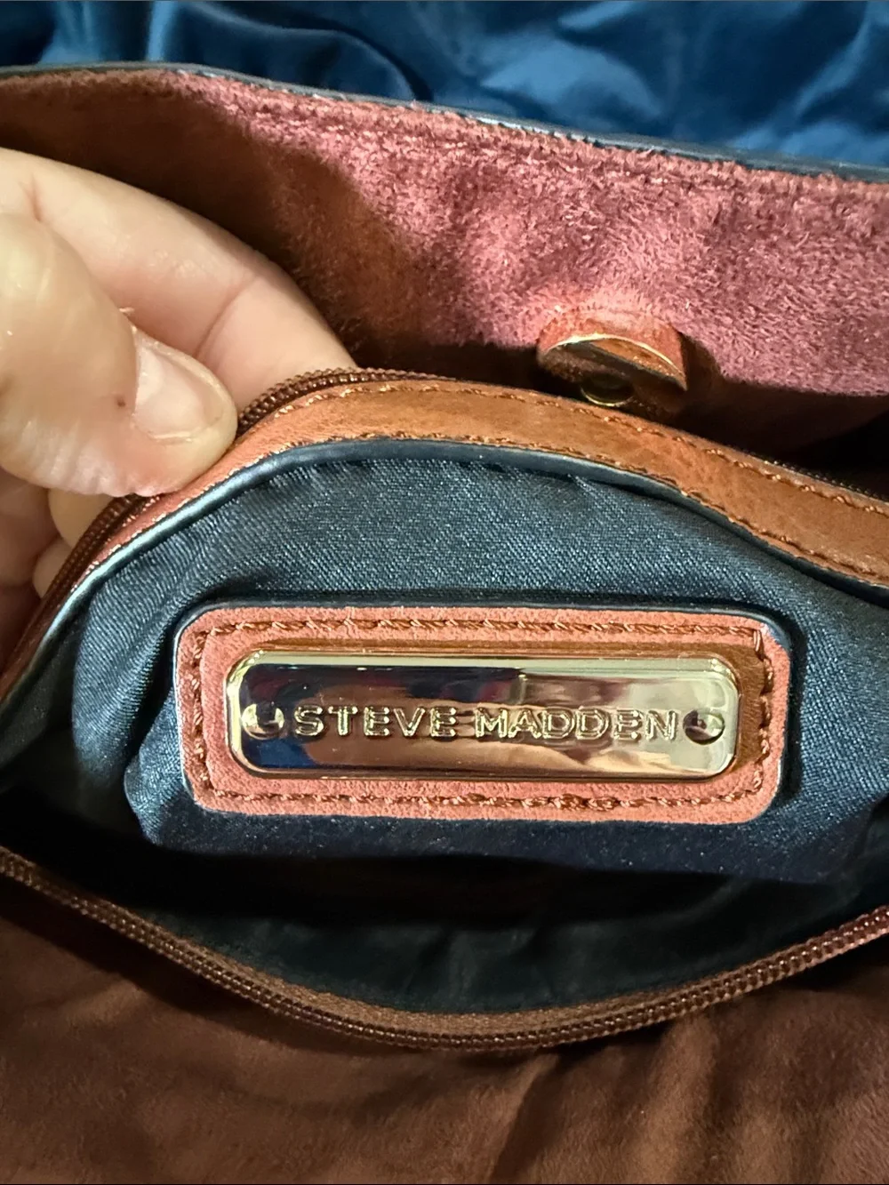 Steve Madden two toned Leather Shoulder Bag with Front Pockets